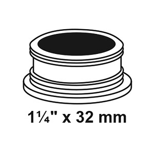 Schwarzer Kirchhoff Gewindenippel 32mm (1 1/4) für Siphonabgang, Detailansicht.