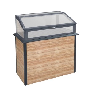 Metall-Hochbeet Primus-Multi Plus M mit Holzoptik und Frühbeetaufsatz. Anthrazitrahmen, Polycarbonat-Deckel.