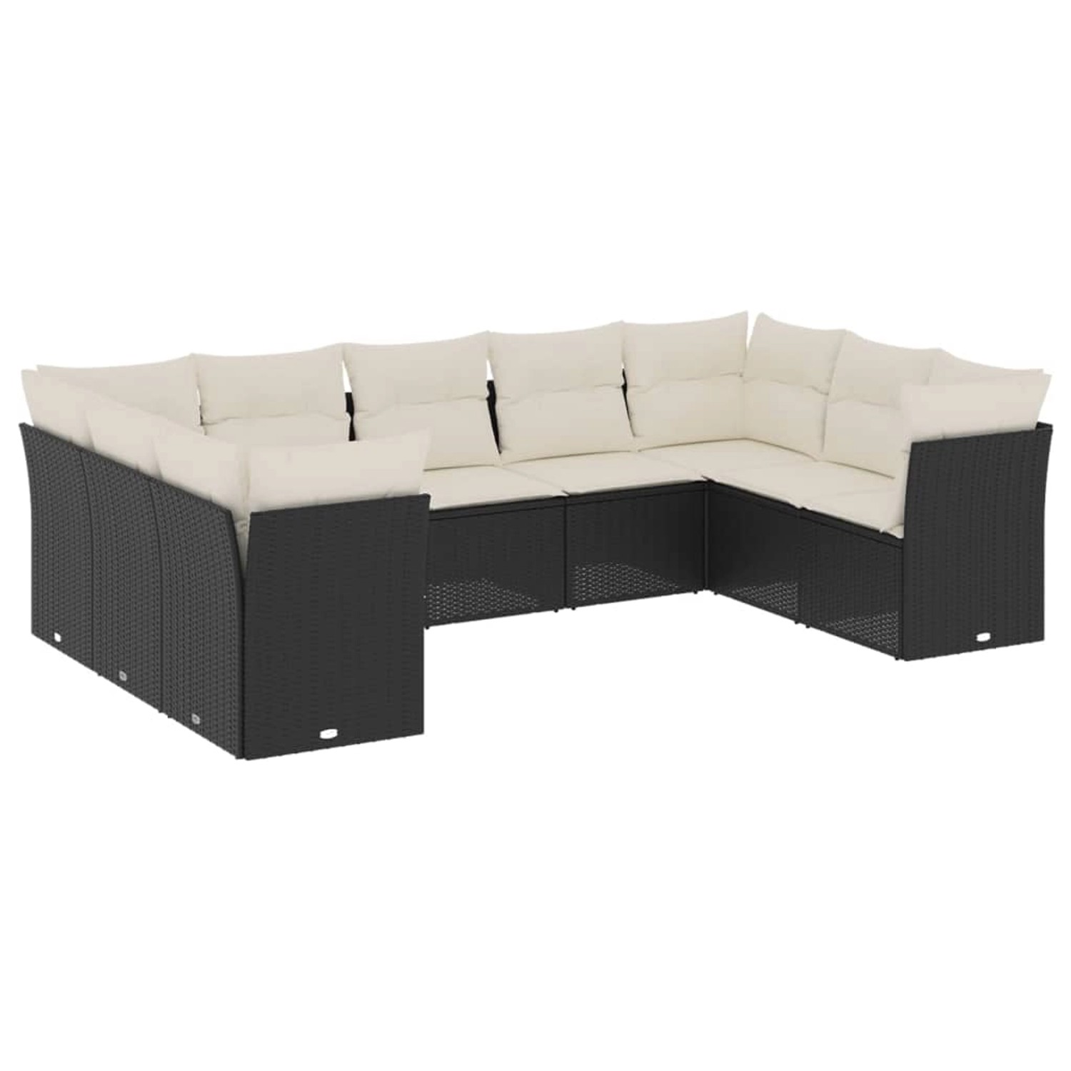 vidaXL 9-Tlg Garten-Sofagarnitur mit Kissen Schwarz Poly Rattan 3218126 günstig online kaufen