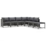 Graues 7-tlg. vidaXL Garten Lounge Set aus Rattan mit anthrazitfarbenen Kissen.