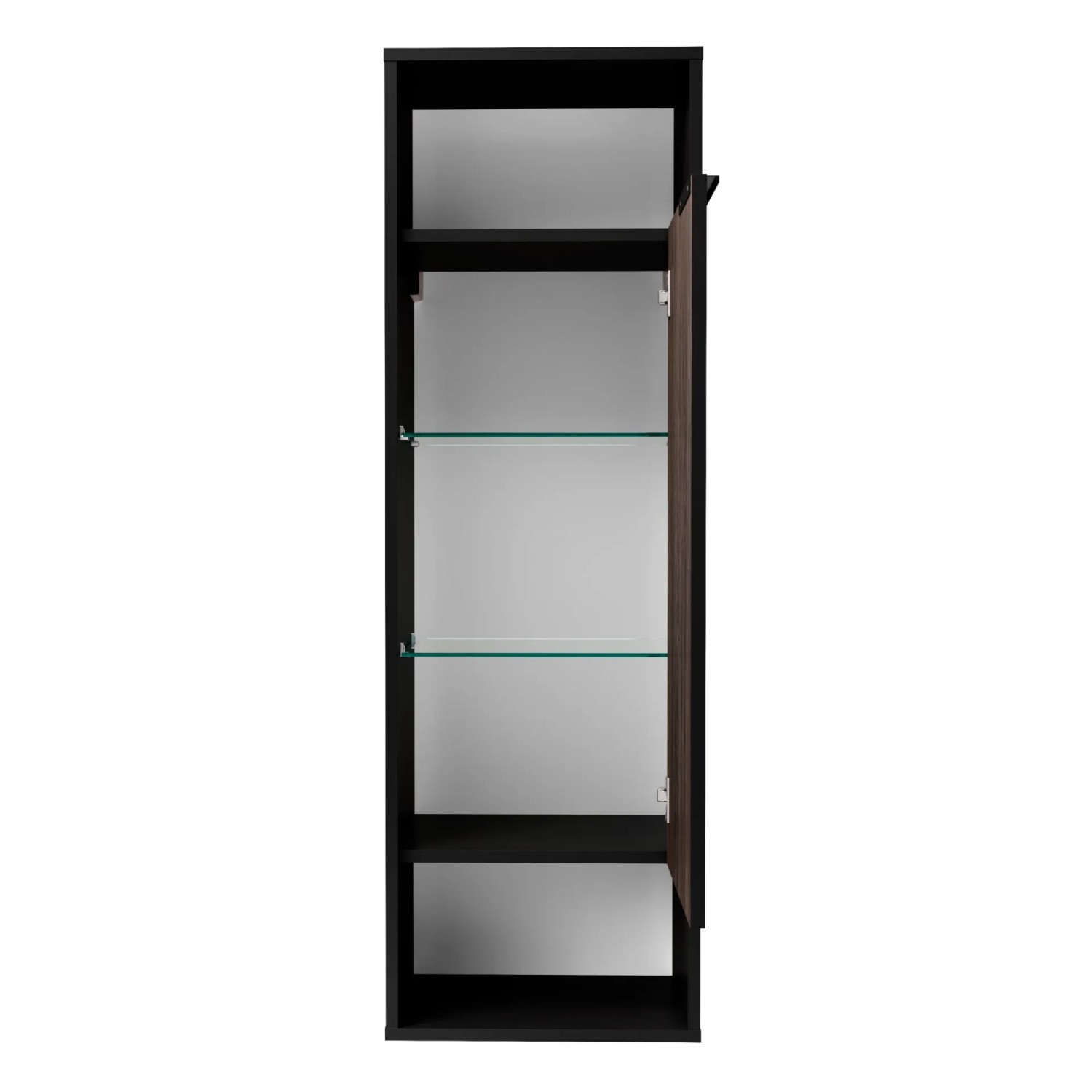 Fackelmann Hoch-Midischrank B.Paris, rechts, 40,2 cm, Schwarz Matt/Rigoletto Eiche, mit Glasböden.