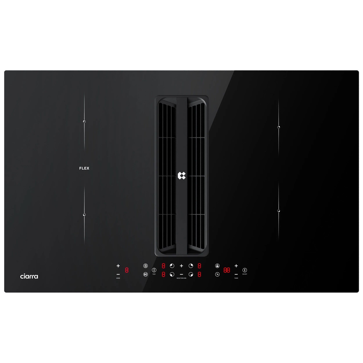 CIARRA Kochfeld mit Dunstabzug 83 cm Kochfeldabzug 4 Zonen mit Integriertem Plasma System 2-Flex Zonen Boost 7165W CBBEH834BBFF