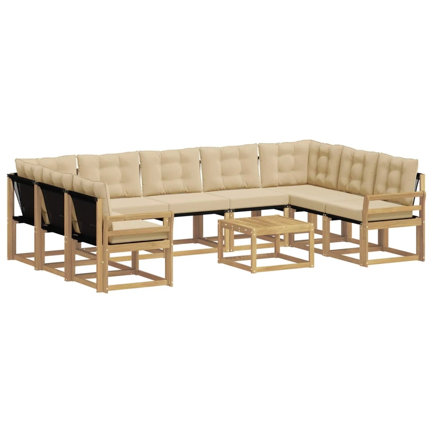 vidaXL Outdoor-Sofagarnitur mit Kissen 10 Stk Weiß und Beige 3389887