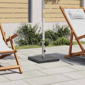 Quadratischer, schwarzer vidaXL Sonnenschirmständer aus Granit, 20 kg, mit Edelstahlrohr.