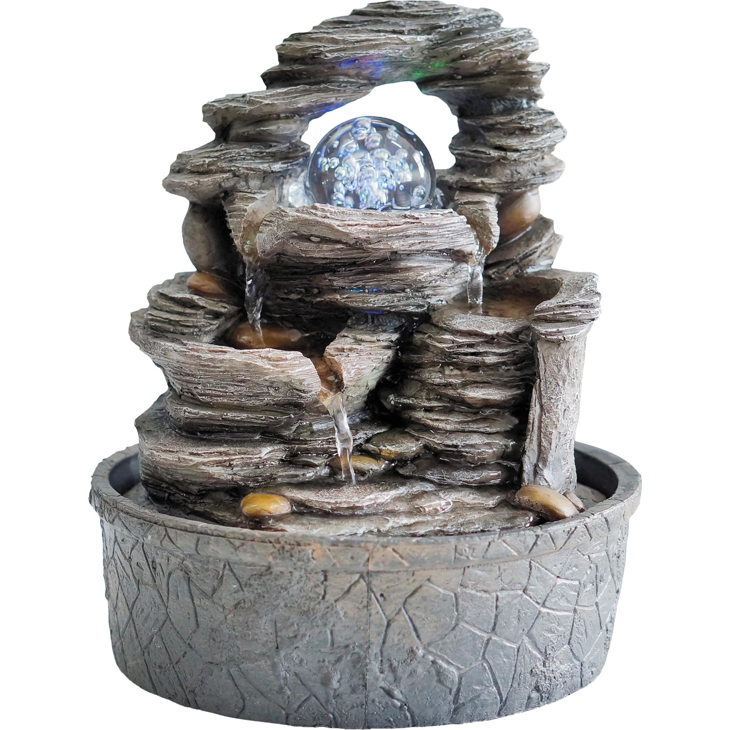 Granimex Raumbrunnen Hiroto inkl. Pumpe und Led-Beleuchtung  Ø 21 cm x 25 cm