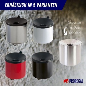 PROREGAL Wandaschenbecher Sparset, 4 runde Aschenbecher in verschiedenen Farben.