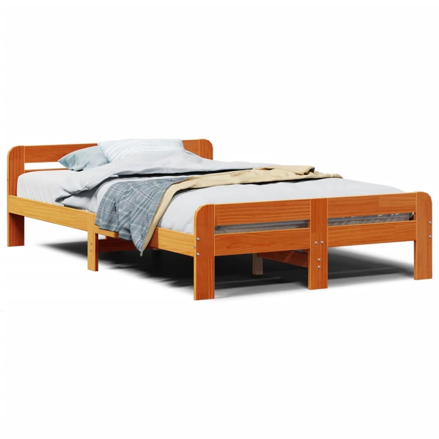 vidaXL Massivholzbett ohne Matratze Wachsbraun 135x190 cm Kiefernholz 85548 günstig online kaufen
