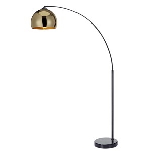 Elegante Bogenlampe in Gold und Schwarz von Teamson Home. Moderner Deckenfluter für Wohnzimmer.