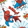 Papiertapete mit Spiderman Motiv in Blau-Weiß. Dekorative Tapete für Kinderzimmer.