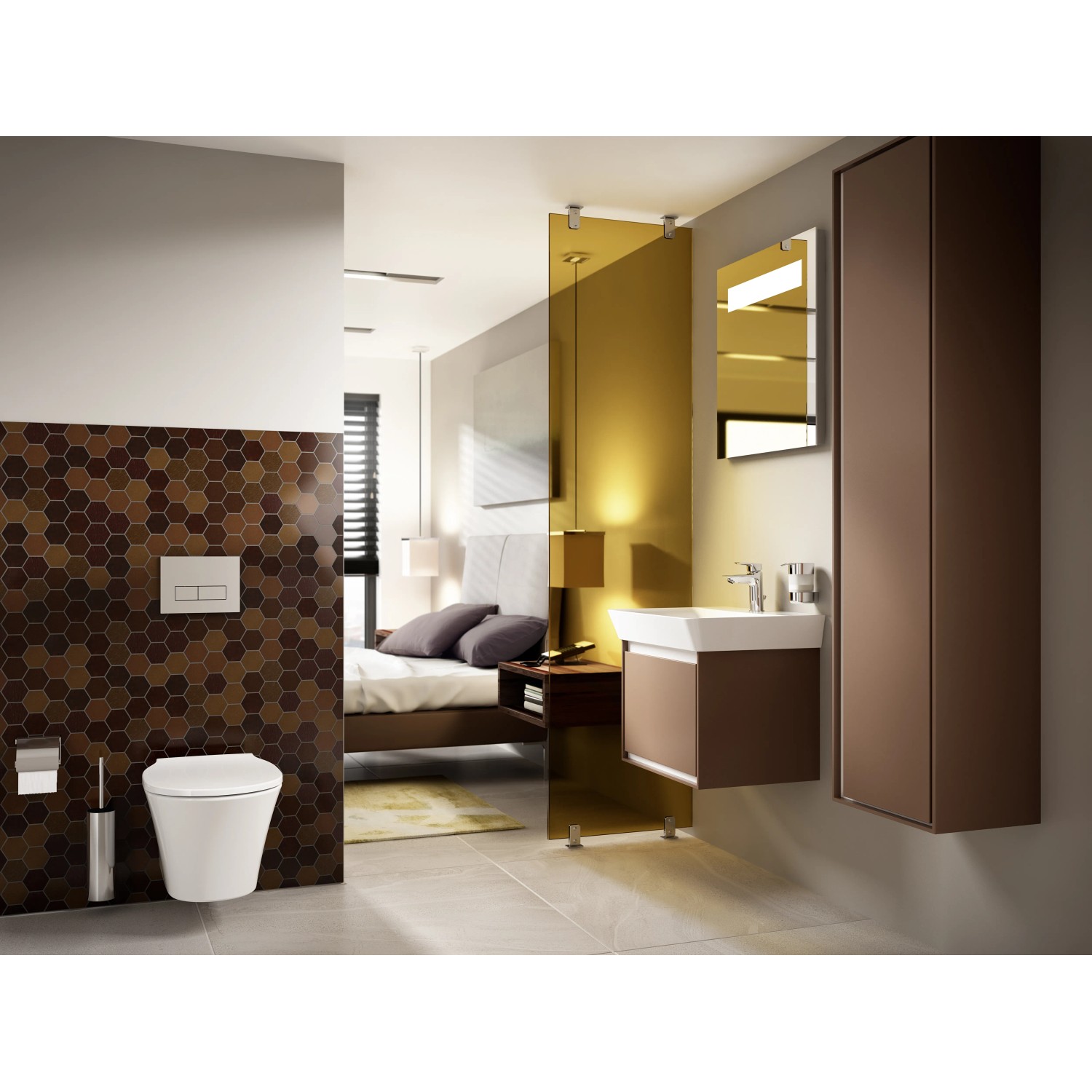 Weißer Ideal Standard WC-Sitz Connect Air mit Softclosing Wrapover in modernem Badezimmer.