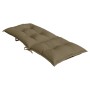 Melange Taupe Hochlehner-Auflage aus Stoff, gesteppt, mit Bändern zur Befestigung. Komfortables Sitzkissen für Gartenstühle.
