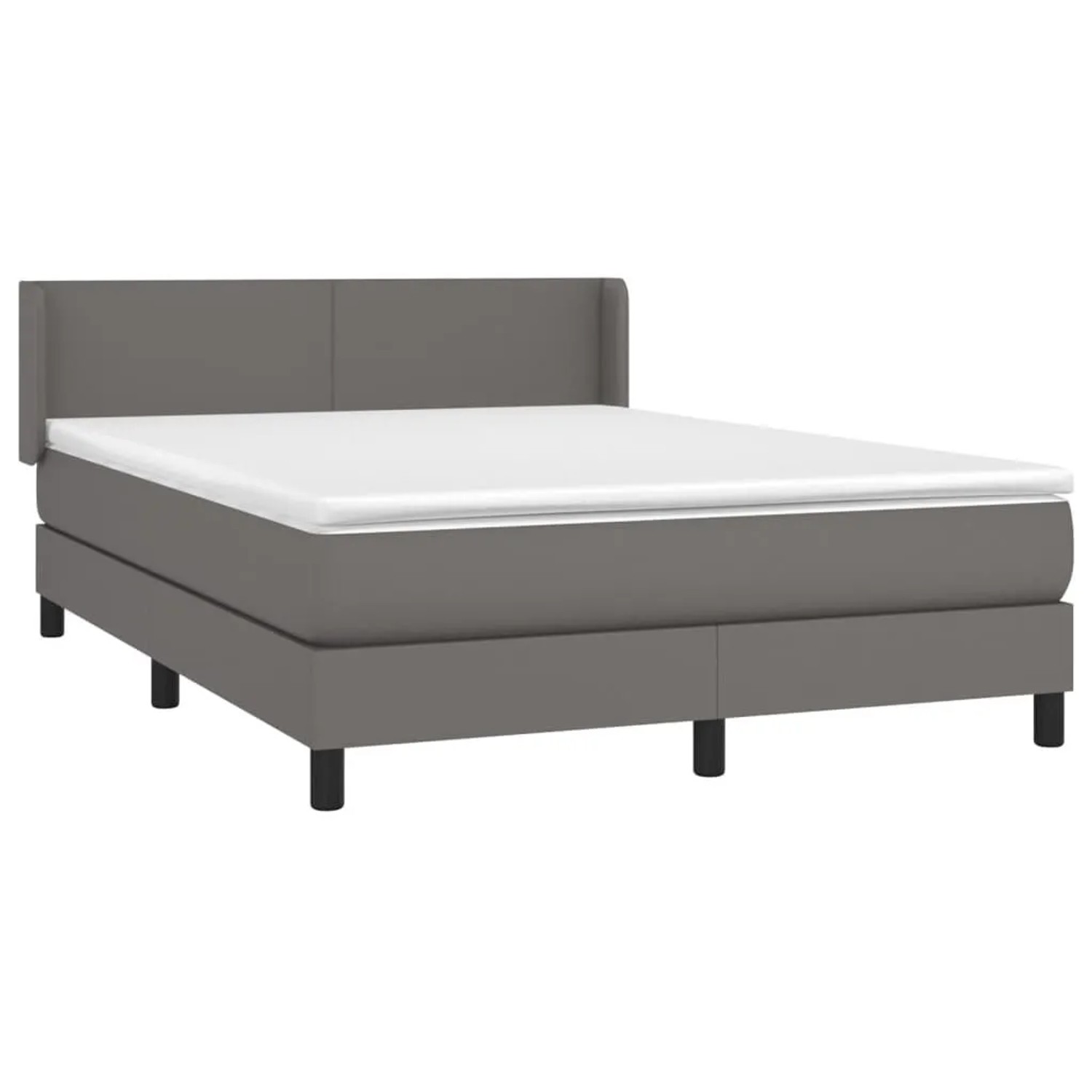vidaXL Boxspringbett mit Matratze Grau 140x200 cm Kunstleder 3130665 günstig online kaufen