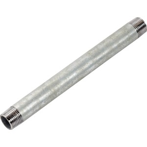 Gerades Temperguss-Fitting, 21 mm (R 1/2) x 200 mm, verzinkt mit Außengewinde.