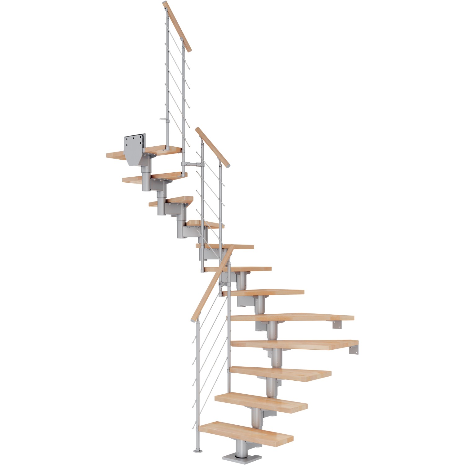 Dolle Mittelholmtreppe Cork Buche Perlgrau GH b. 337 cm 1/2 Gewendelt 75 cm günstig online kaufen