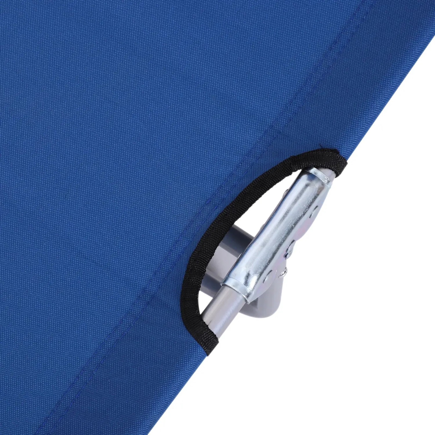 Detailansicht: Blaue Outsunny Sonnenliege, klappbar, mit Metallgestell.