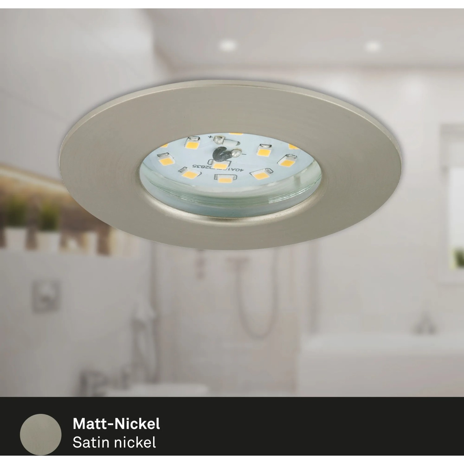 Briloner LED-Einbauleuchte Attach, 3er-Set, Nickel matt, für Innenräume und Bad geeignet.