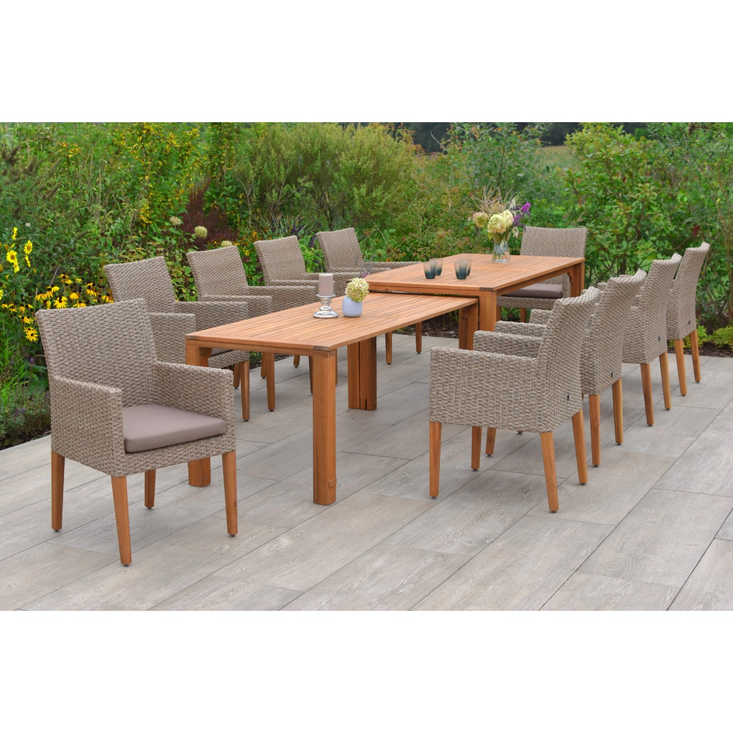 Merxx Ranzano Set 11-tlg. 10 Sessel Flex-Gartentisch Ausziehbar günstig online kaufen