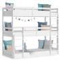 Weißes Homestyle4u Etagenbett aus Kiefernholz, 90x200 cm, mit 3 Liegeflächen und praktischem Bettkasten.