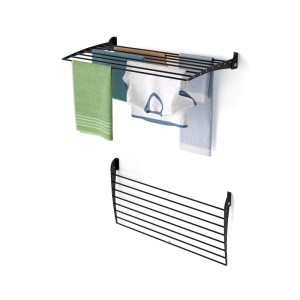 Foxydry Wäscheständer Zur Wandmontage Nach Unten Klappbar Platzsparend 102 cm Schwarz