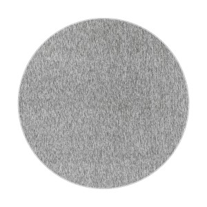 Runder, hellgrauer Kurzflorteppich Nizza, Ø 120 cm. Schlichtes, meliertes Design.