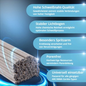 Gebündelte STAHLWERK E6013RR Stabelektroden, rutilumhüllt, 2x300mm, für präzise Schweißarbeiten.