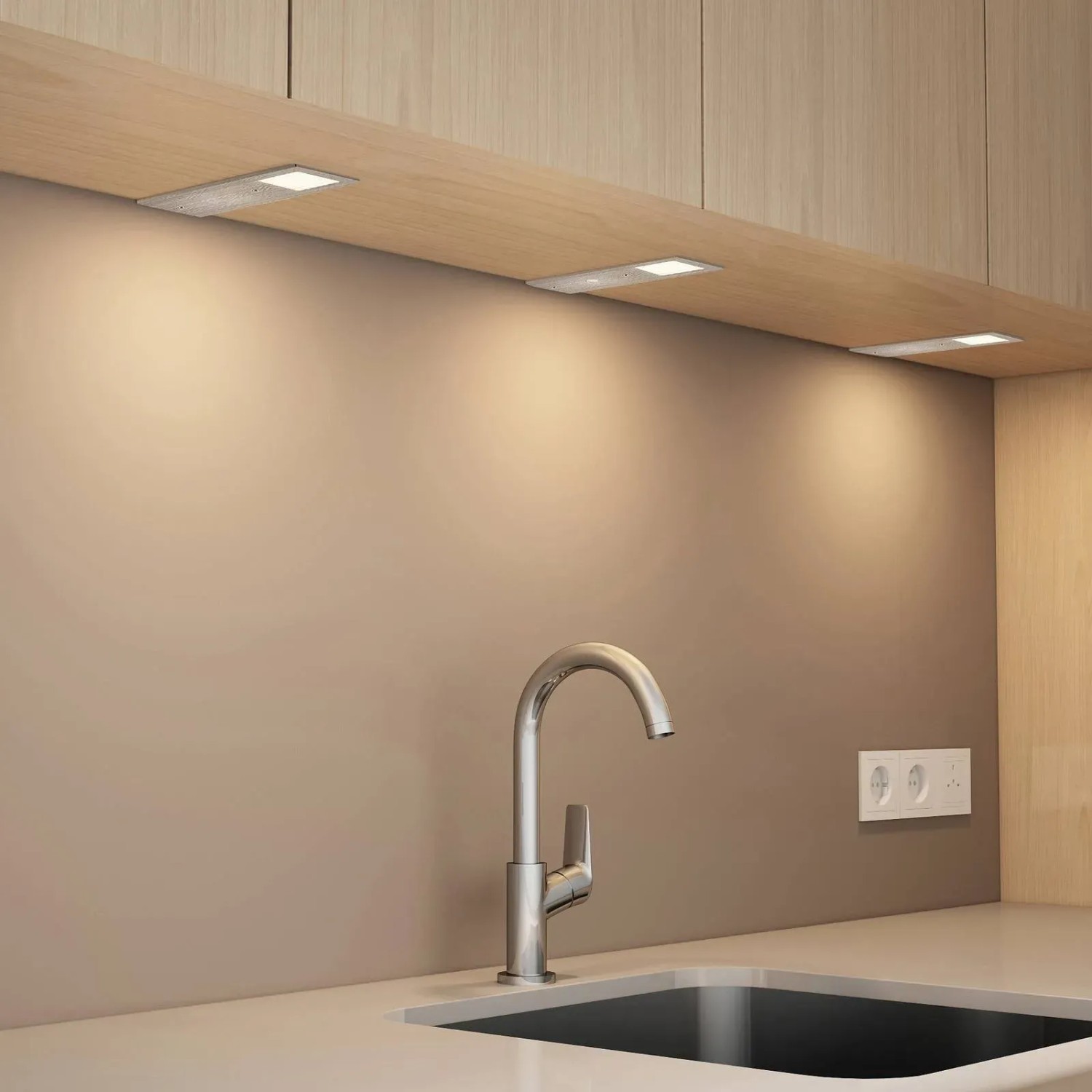 Arcchio LED Unterschrankleuchten 3er Set, dimmbar, Alu, für Küche & Wohnraum.