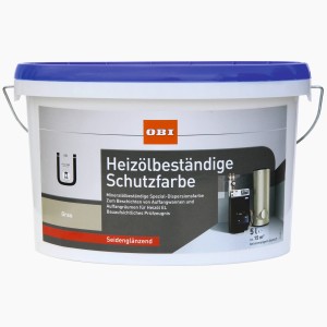Eimer OBI Heizölbeständige Schutzfarbe, Grau, seidenglänzend, 5l. Spezialfarbe für Auffangwannen und -räume.