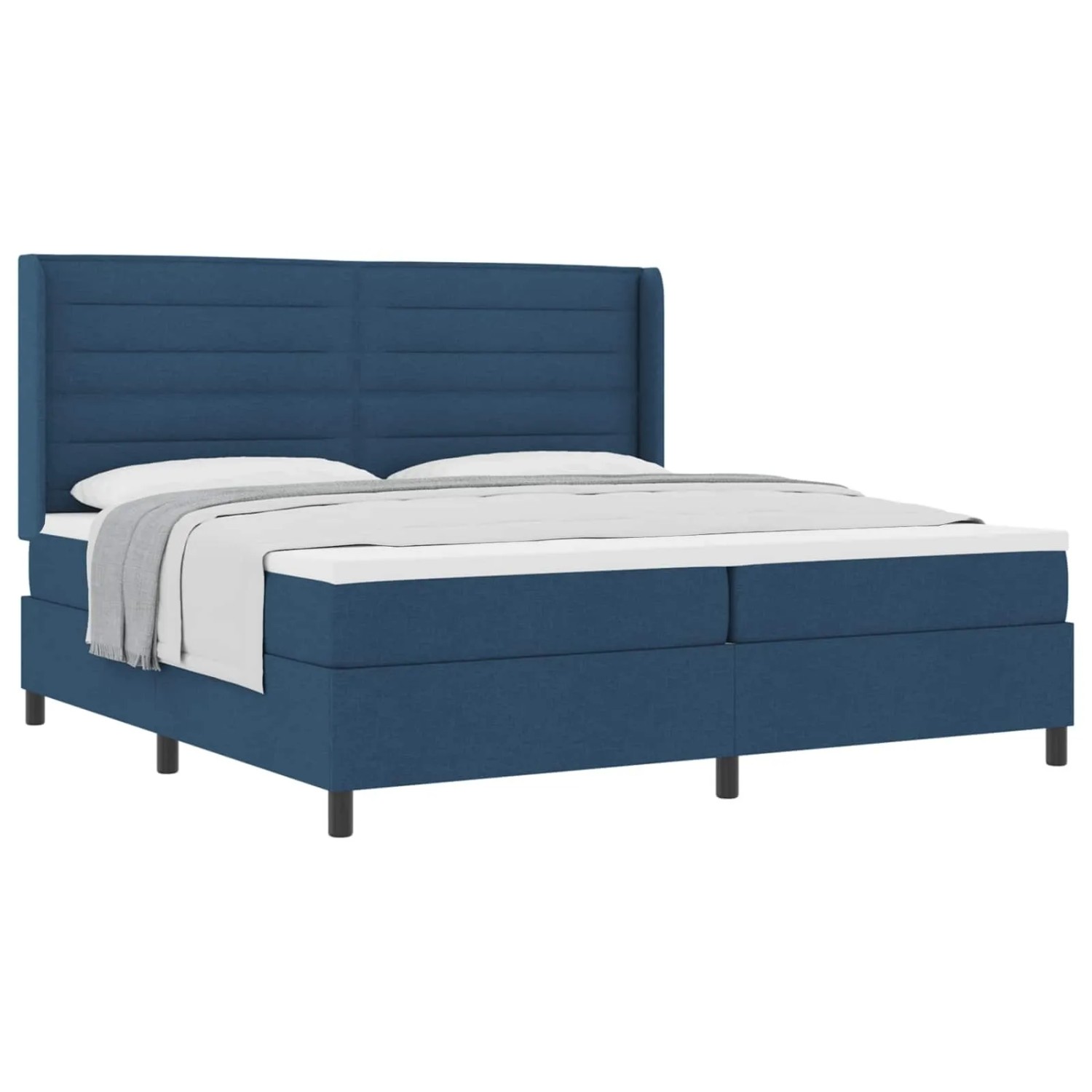 vidaXL Boxspringbett mit Matratze mit Kopfteil Blau 200 x 200 cm Stoff 3341608