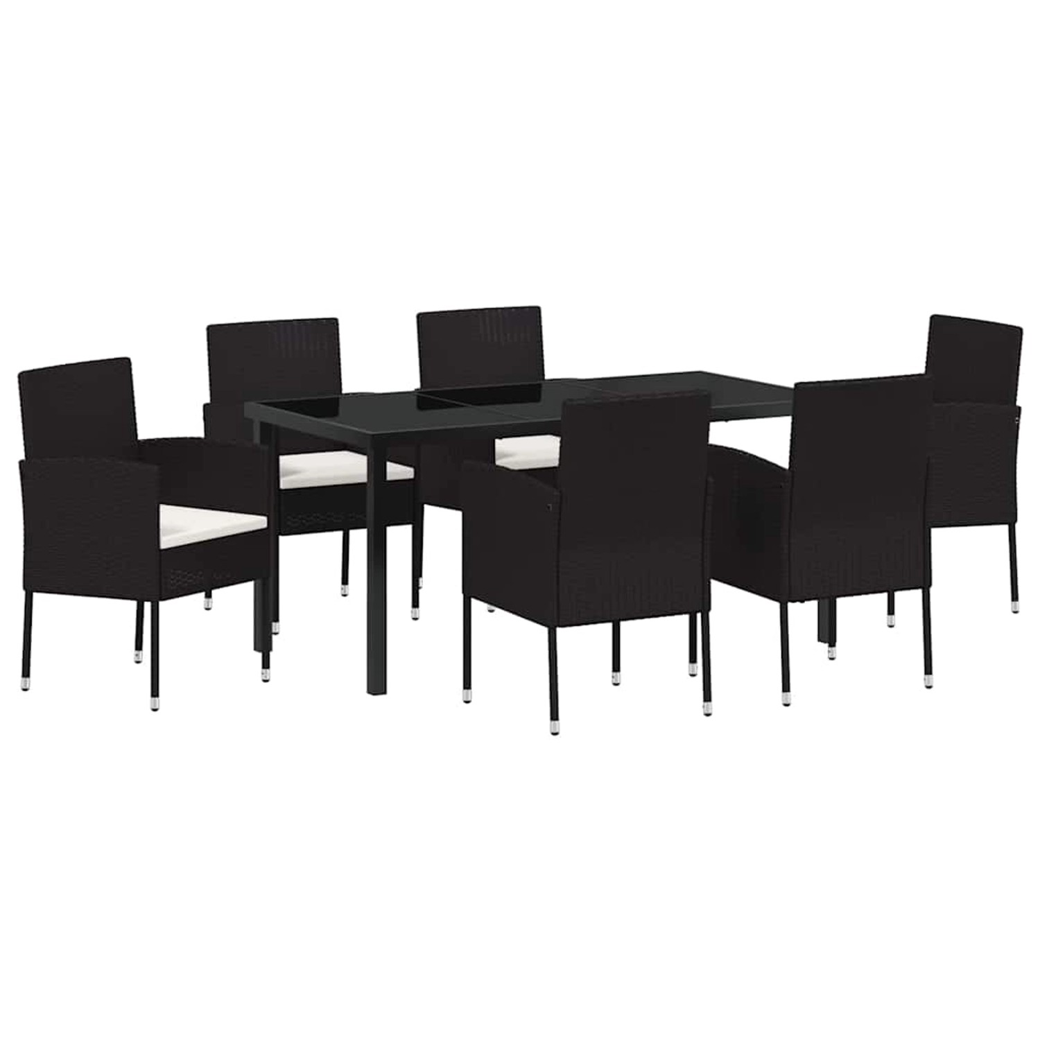 vidaXL Garten Essgruppe mit Kissen 7-Tlg Schwarz Poly Rattan 3380054 günstig online kaufen