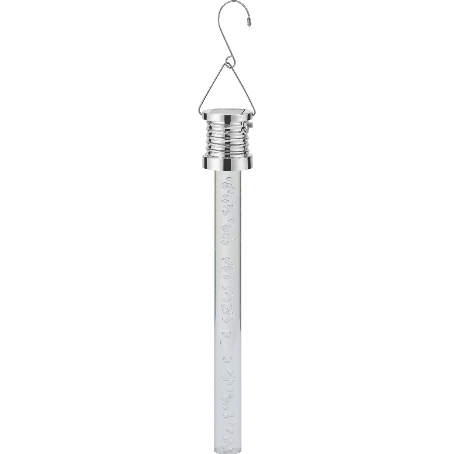Blaue Solar-Hängeleuchte in Stabform, 22 cm, für stimmungsvolle Deko im Garten.