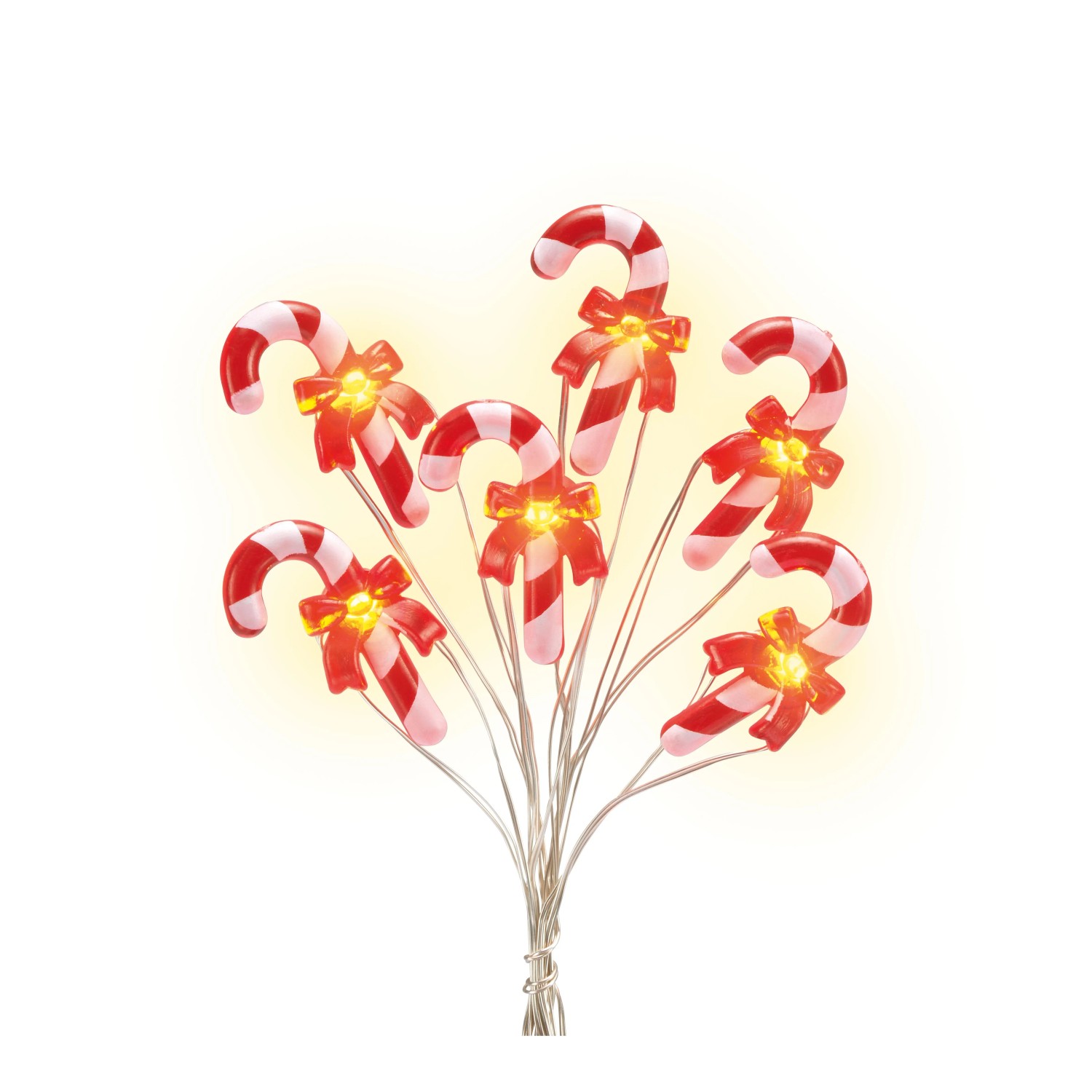 OBI LED Lichterkette Zuckerstangen 20 LEDs Warmweiß Batteriebetrieben Rot-Weiß