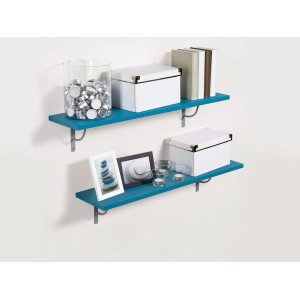 OBI Wandregal Monteux Petrol, 2 Regalböden mit Deko an der Wand.