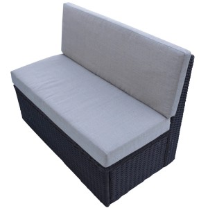Braune Canadian Spa Sitzbank mit Kissen für Whirlpool, Rattan-Optik, 104x57x73 cm.