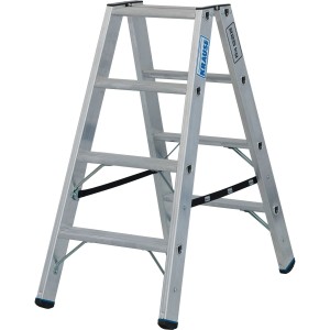 Krause Doppelleiter Stabilo mit 2x4 Stufen, silberfarben, belastbar bis 225 kg.