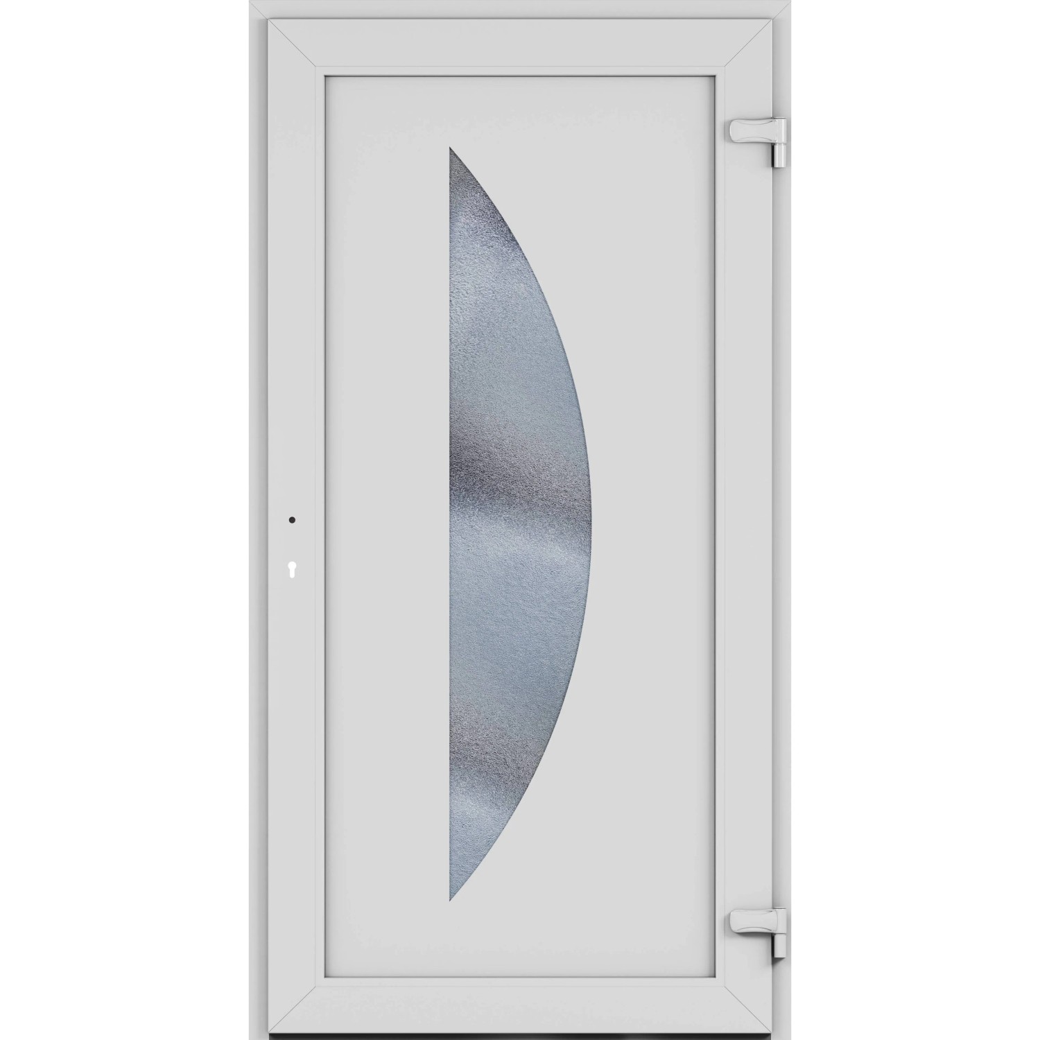Weiße Roro Kunststoff Haustür OKE 1104 mit Ornamentglas-Einsatz, 100x210 cm.