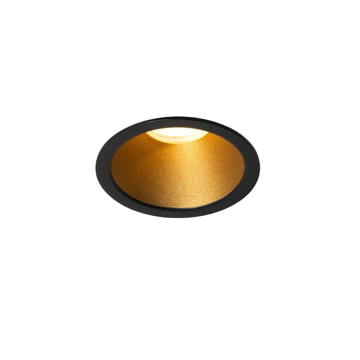 QAZQA Moderner Einbaustrahler Schwarz mit Gold GU10 35mm IP44 Dept