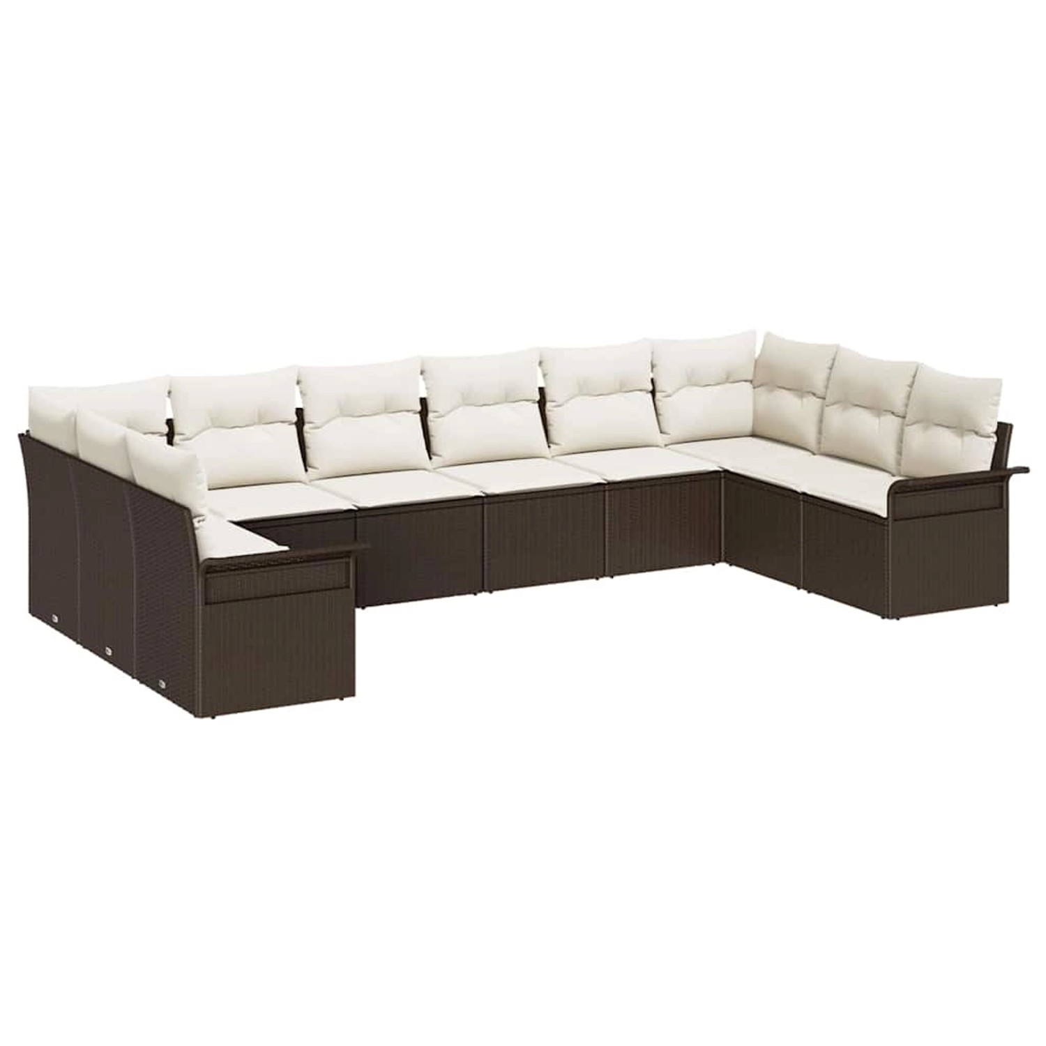 vidaXL Garten-Sofa-Set mit Kissen 10-Tlg Braun Poly Rattan 3354207 günstig online kaufen