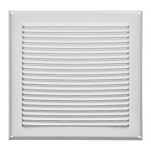 SOTECH Aluminium-Lüftungsgitter 250 x 250 mm Weiß Aufschraubbar mit Insektenschutz