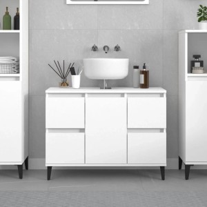 vidaXL Waschbeckenunterschrank Weiß 80x33x60 cm Holzwerkstoff 821276
