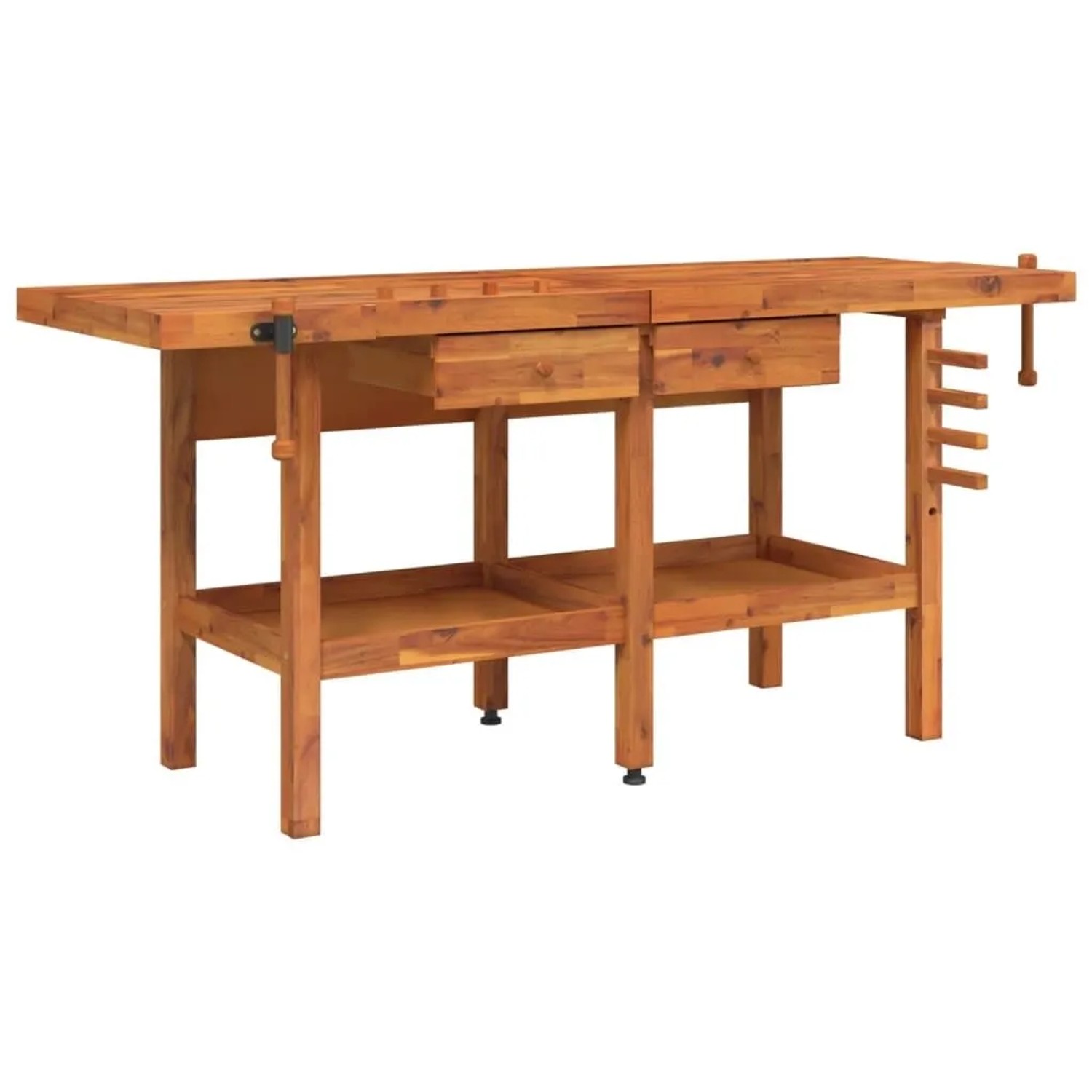 vidaXL Werkbank mit Schubladen Schraubstöcken 192x62x83 cm Akazienholz 153325