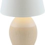 Weiße Näve Tischleuchte Sullivan aus Keramik und Textil, Ø 20 cm. Nachttischlampe mit Kippschalter.