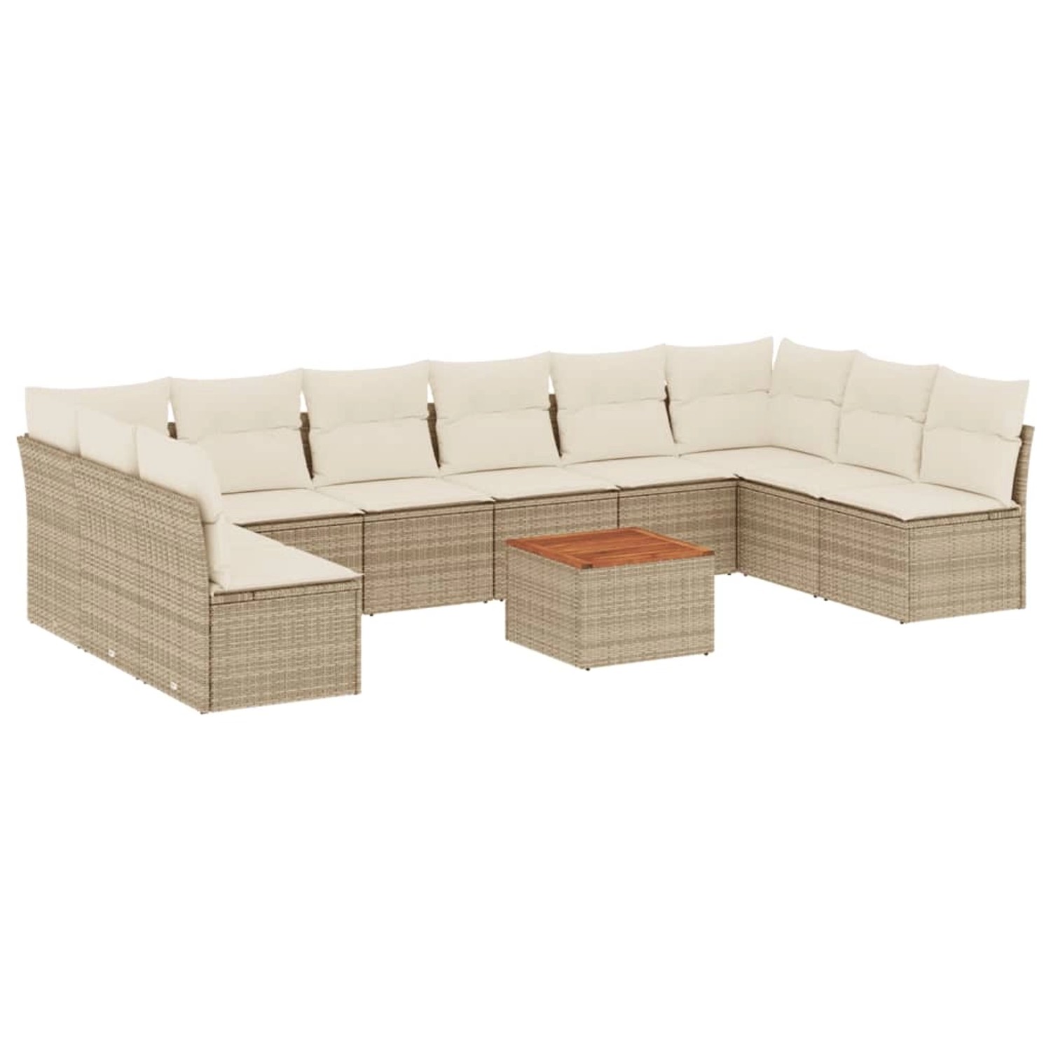 vidaXL 11-Tlg Garten-Sofagarnitur mit Kissen Beige Poly Rattan 3223797 günstig online kaufen