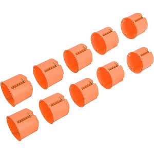 10er-Set orangefarbene Hohlwanddosen (61mm) für Schalter und Steckdosen.