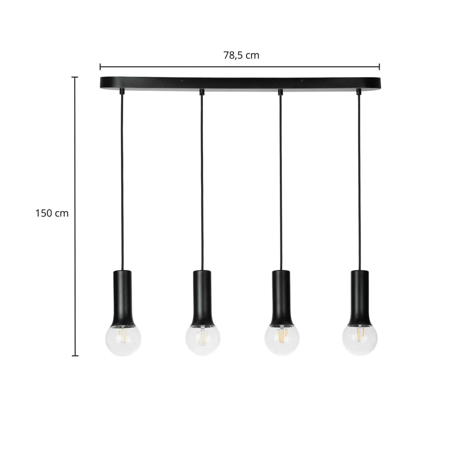 Moderne Lindby Fipas Pendelleuchte, schwarz, Metall, 4-flammig, mit E27-Fassungen. Ideal für Wohn- & Esszimmer.