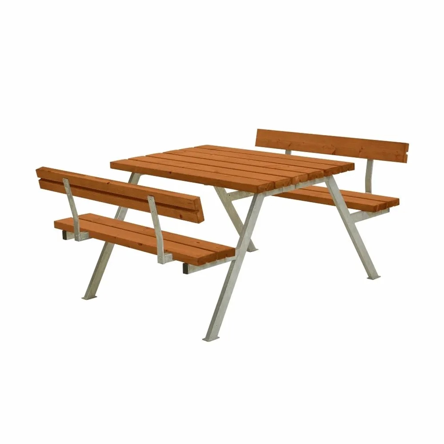 PLUS Gartenmöbel Sitzgruppe 118 cm Klappbar Farbgrundiert Teak mit 2 Rückenlehnen Holz