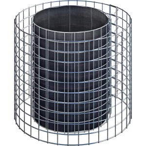 Rundes Gabiona Gabionen-Hochbeet, Ø 62 cm, Höhe 50 cm, Maschenweite 5x5 cm, galvanisiert.