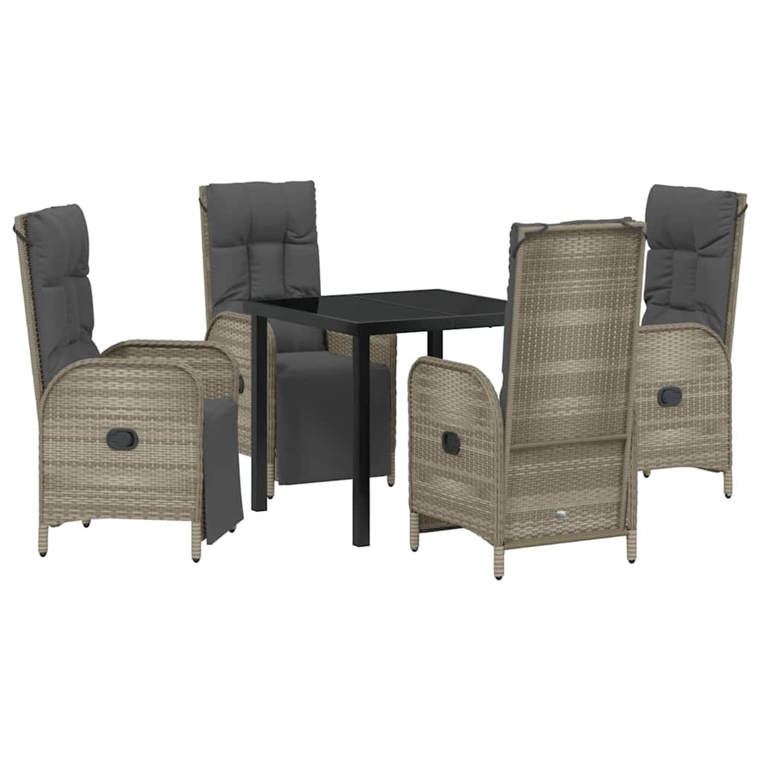 vidaXL Garten Essgruppe mit Kissen 5-Tlg Grau Poly Rattan 3380135 günstig online kaufen