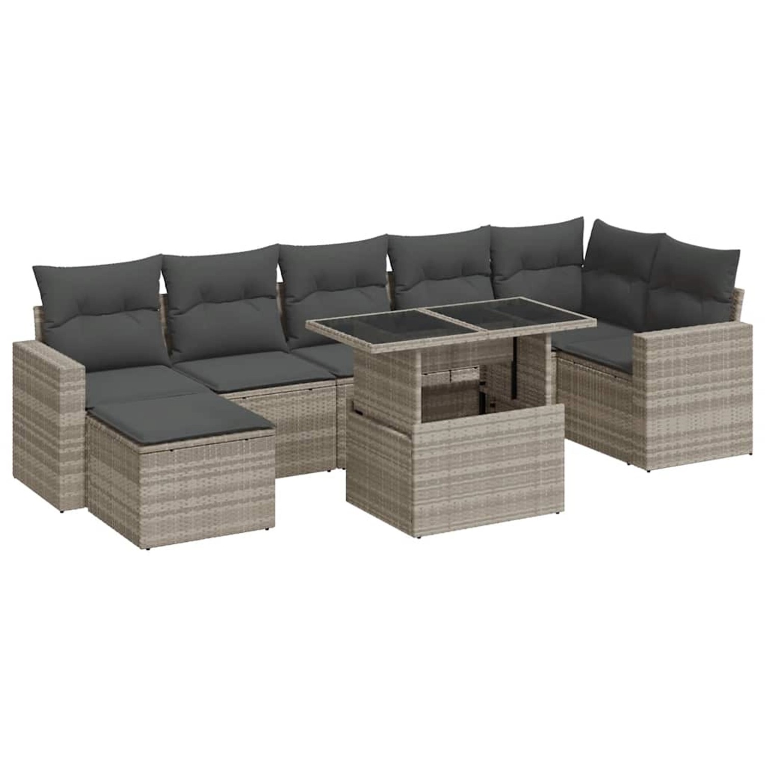 vidaXL 8-Tlg Garten-Sofagarnitur mit Kissen Hellgrau Poly Rattan 3326363 günstig online kaufen