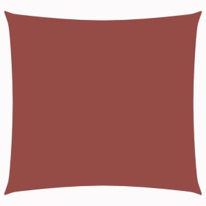 Terrakotta-rotes, quadratisches Sonnensegel aus Oxford-Gewebe.