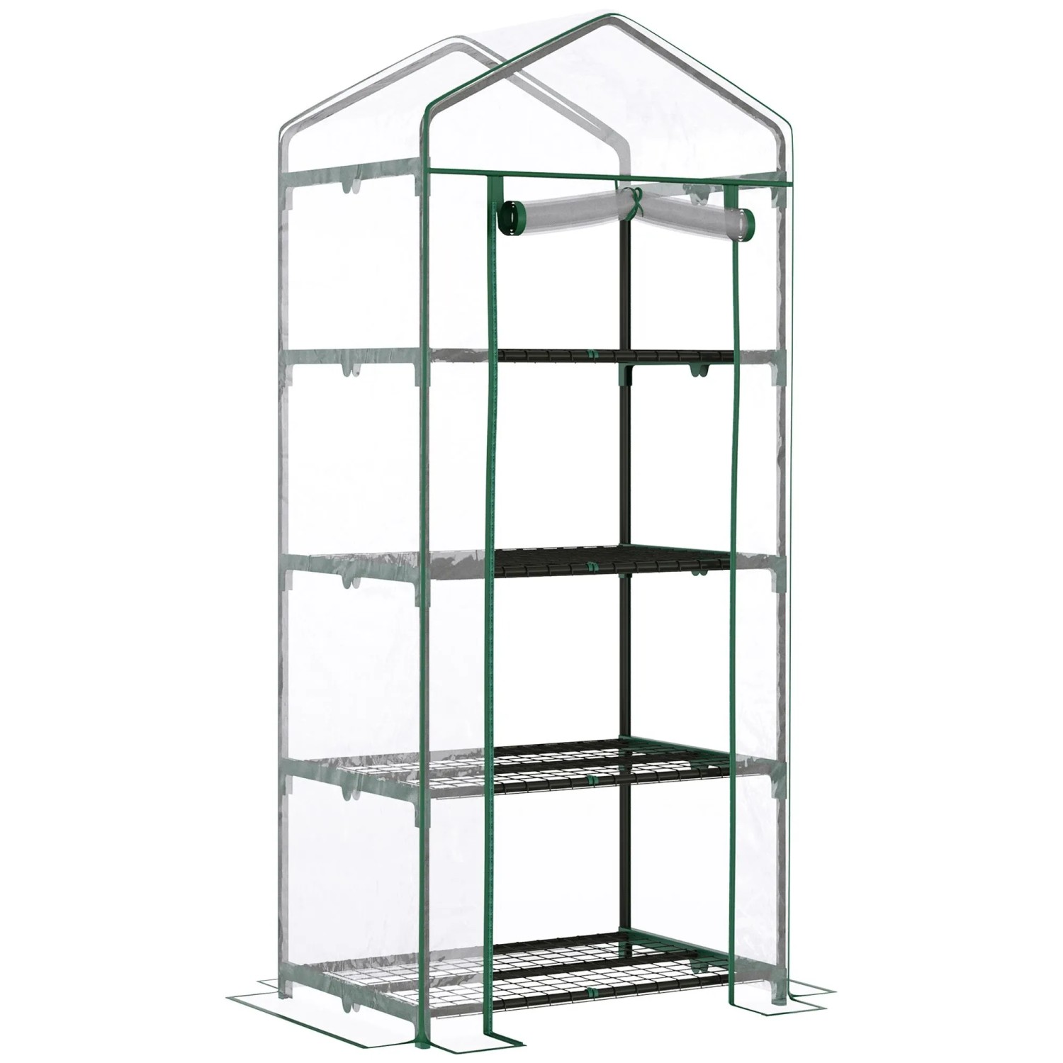 Furnicato Folien-gewächshaus Treibhaus Mini-gewächshaus Pflanzenhaus Frühbeet 4 Regalfächer 70 X 50 X 160 Cm Transparent